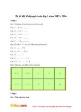 Bộ đề thi Violympic môn Toán lớp 1 - Năm 2015 - 2016